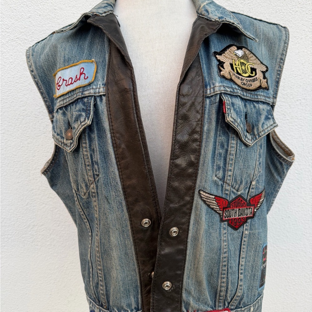 Vintage 80’s Levi’s Denim trucker vest  Harley Davidson / Motorcycles Vest